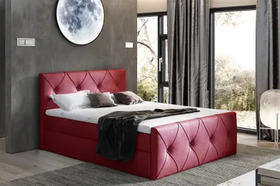 Produktbild von Boxspringbett Schlafzimmerbett LEWIS LUX 160x220cm in Stoff Monolith Weinrot