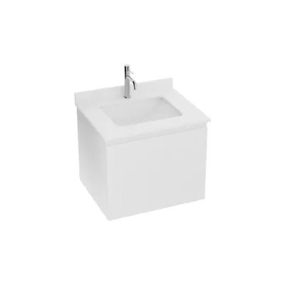 Produktbild von LAVITA Badezimmerschrank mit Möbelplatte und Waschbecken Irivine White 600 | Hängeschrank | Badschrank | Waschtischschrank | Schrank 60cm Breit | Mehrzweckschrank | Hängeschränke fürs Bad | MDF | 52x60x45 cm |