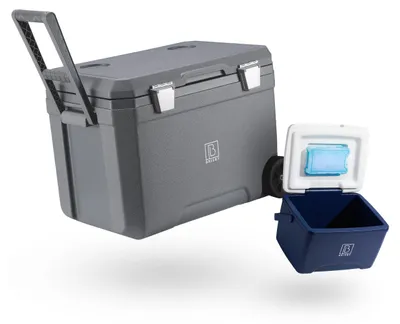 Produktbild von Brisby Kühlbox - Frigobox - 45L - 3 Tage Isolation - 4 dicke Kühlakkus - Temperatursichere Verschluss - Grau
