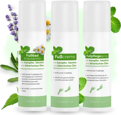 Produktbild von Fußpflege Fußbad, Fußcreme und Fußspray  3x150ml