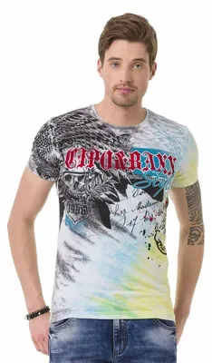 Produktbild von CT684 Herren T-Shirt mit batik Vintage Kurzarm Fashion