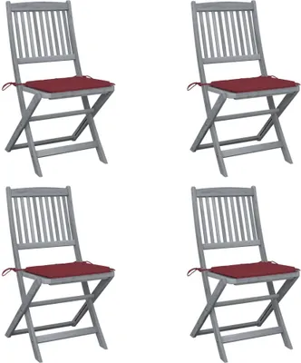 Produktbild von Klappbare Gartenstühle 4 Stk. mit Kissen Massivholz Akazie