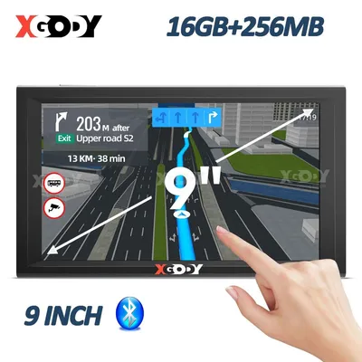 Obrázok produktu pre Navigačný systém pre nákladné vozidlá, 9-palcový dotykový displej, GPS navigácia s Bluetooth, hlasové ovládanie, 3D mapy, asistent jazdy v pruhoch, radarový systém varovania, 16 GB pamäte