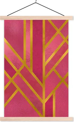 Produktbild von MuchoWow® Textilposter Gold - Rosa - Luxus 60x90 cm mit holzfarbenen Rahmen - Textil