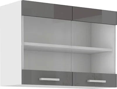 Image de Armoire supérieure vitrée SAEED – largeur 80 cm, gris / blanc