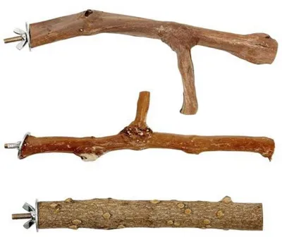 Image de Perchoirs pour oiseaux, 3 pièces, en bois naturel, adaptés aux perruches ondulées, aux perruches ondulées et aux canaris