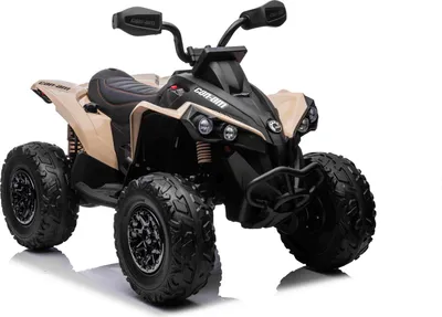 Produktbild von Can-am Renegade Elektroquad für Kinder, khaki, Einsitzer, Vorder- und Hinterradfederung, LED-Leuchten, Lithium-Akku, 2 x 35-W-Motoren, weiche EVA-Räder, MP3-Player mit USB/AUX-Eingang, lizenziert
