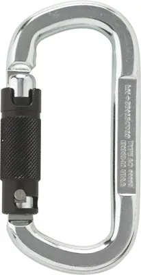 Stahlkarabiner ASYMM OVAL 3WegeAutolock von Austri Alpin; geeignet für Klettern; mit ovaler Form und schwarzem Verschluss.