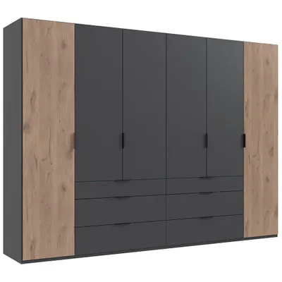 Produktbild von Kleiderschrank 300 cm breit modern in grau mit Eiche BIELLA-43