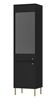 Produktbild von Vitrine mit Glastüren IROS 2 – Graphitschwarz/Gold