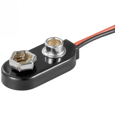 Produktbild von Wentronic 1x 9V Block Batteriehalter, Schwarz - lose Kabelenden, wasserabweisend