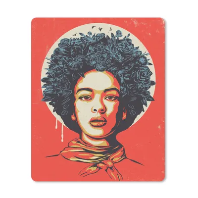 Produktbild von MuchoWow® Mauspad Mousepad Frau - Blumen - Rot - Retro 19x23 cm - Mousepads - Maus Mat - Pad - Mausunterlage - Mauspads - Spielen