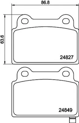 Produktbild von HELLA Bremsbeläge Satz Hinten Bremsklötze für MITSUBISHI Lancer VIII Limousine (CYA, CZA) 8DB 355 014-701