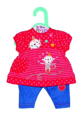 Produktbild von Dolly Moda Hängerchen mit Hose, Puppenkleidung 34-38 cm mit Affenmotiv