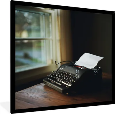 Produktbild von MuchoWow® MuchoWow® Gerahmtes Poster Schreibmaschine - Vintage - Schwarz 40x40 cm - Poster mit zchwarzem Bilderrahmen - Mit Rahmen - Wanddekoration Schlafzimmer