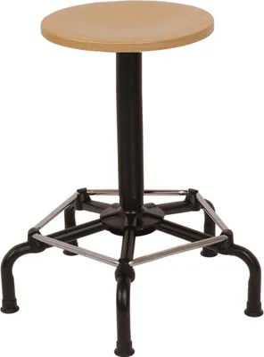 Produktbild von Drehspindel-Hocker Atlanta | Sitzhöhe 56-76cm | Ø 59cm | Tragfähigkeit 110kg | Holz-Buche | Stahl-Fußkreuz mit Fußstütze & Gleiter | Buche