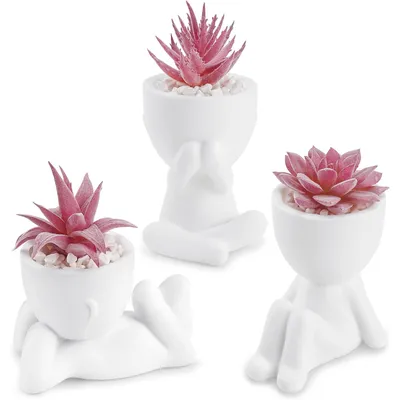 Produktbild von 3 künstliche Sukkulenten für Badezimmer, Schlafzimmer, Wohnzimmer, Küche, Dekoration (rosa)
