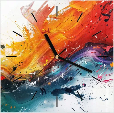 Produktbild von Wanduhr aus Glas mit Motiv Farbenexplosion- 30 x 30 cm - inkl. Aufhängesystem