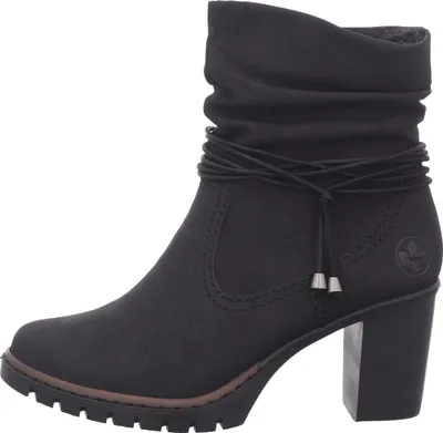 Produktbild von Rieker Damen Stiefelette Kordel Blockabsatz Warmfutter Kurzstiefel Y2591, Größe:37 EU, Farbe:Schwarz