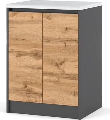 Zdjęcie produktu dla Szafka Kuchenna Stojąca Z Blatem Modułowa Bella 60Cm Szary Mat Dąb Wotan