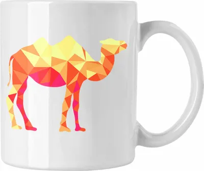 Produktbild von Trendation - Kamel Tasse Geschenk Polygon Grafik Lustig (Weiß)