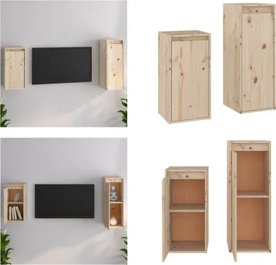 Produktbild von vidaXL TV Schränke 2 Stk. Massivholz Kiefer - TV-Schrank - TV-Schränke - TV-Schrank Holz - Hängeschrank