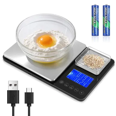 Küchenwaage Doppelplattform 10 kg/1 g & 500 g/0,01 g LCD
