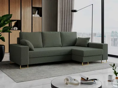 Produktbild von Ecksofa mit Schlaffunktion L-Form mit Bettkasten - DORIAN-Non - Grün