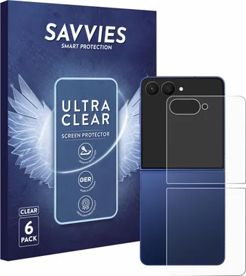 Produktbild von 6x Für Samsung Galaxy Z Flip 7 (Rückseite) Schutzfolie Savvies Displayschutz Display Schutz Folie Klar Transparent