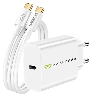 Immagine prodotto di Mayaxess, alimentatore da 20 W per Galaxy S26 Plus + cavo USB-C da 1 m, bianco