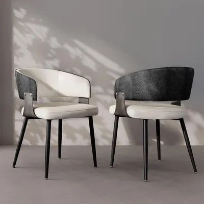 Image de FATIVO Lot de 2 Chaises de Salle à Manger – Chaises de Cuisine en Similicuir Microfibre, Dossier Effet Crocodile, Charge jusqu’à 100 kg, Crème/Noir