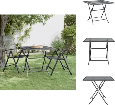 Image de vidaXL Table de jardin 80 x 80 x 72 cm en métal déployé anthracite - Tables de jardin