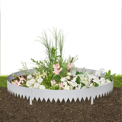 Produktbild von TRMLBE Rasenkante Metall 10m Beeteinfassung 20 cm Hoch Beetumrandung mit 10 Clips Mähkante für Garten, Silber 10 Stück
