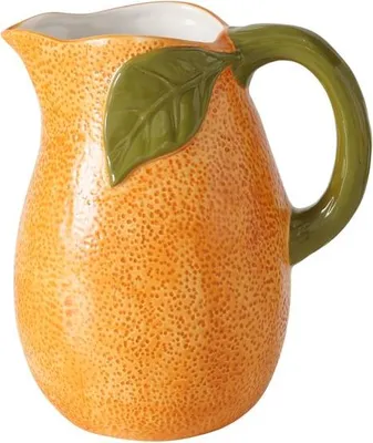 Produktbild von Orangefarbener Krug aus glasierter Keramik, 2,4 Liter Fassungsvermögen, 22 cm Höhe