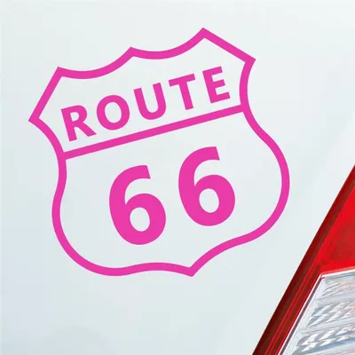 Produktbild von Auto Aufkleber Route 66 USA Bike Harley Motorrad 10x10 cm Pink Sticker Heckscheibenaufkleber