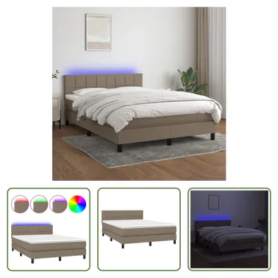 Produktbild von The Living Store Boxspringbett mit Matratze & LED Taupe 140x200 cm Stoff
