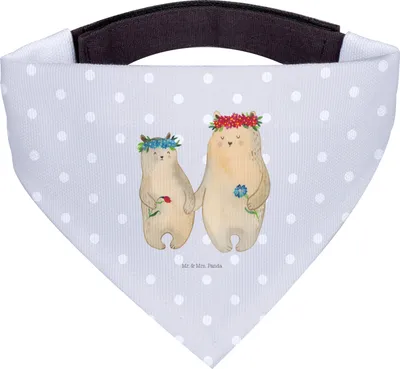 Produktbild von Mr. & Mrs. Panda Tuch Bären mit Blumenkranz - Grau Pastell - Geschenk, Hund Halstuch, Hunde, Familie, Bär, Lieblingsmensch, Hundehalstuch, Mutter, Family, Hundetuch