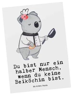 Produktbild von Mr. & Mrs. Panda Postkarte Beiköchin Herz - Weiß - Geschenk, Gastronomie, Grußkarte, Beruf, bildkarte, Restaurant, Postkarten, einzelkarte, Witzig, Ansichtskarten