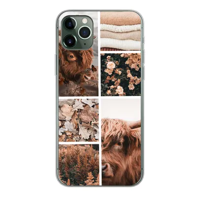 Produktbild von MuchoWow® Handyhülle Schutzhülle Hülle für iPhone 11 Pro Max Schottischer Highlander - Collage - Blumen Silikon Softcase Handy Hülle - Schutz