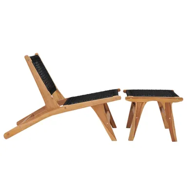 Immagine prodotto di Sedia a Sdraio con Poggiapiedi in Legno Massello di Teak e Corda