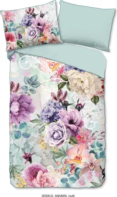 Produktbild von Descanso Bettwäsche mit einer biese und Blumen - 140x200 cm - 100% Bio Baumwolle