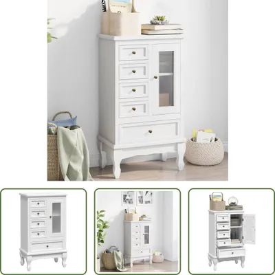 Produktbild von The Living Store Schrank mit 5 Schubladen 2 Fächer Weiß