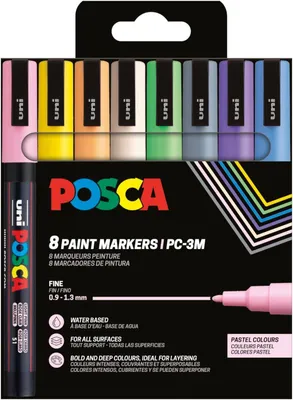 Produktbild von POSCA - Acrylmarker Set PC-3M 8 Pastellfarben