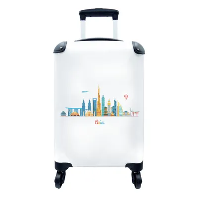 Produktbild von MuchoWow® Koffer Handgepäck Trolley Rollkoffer Kleine Reisekoffer mit 4 Rollen - Skyline - Asien - Regenbogen - Cabin Size < 55x40x23 cm & 55x40x20 cm - Fotokoffer - Kabinenkoffer - Boardgepäck - Reise-Box - Reisekoffer - Reisegepäck - Koffer mit Bild - Trolley für Kinder