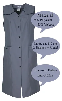 Produktbild von Damenkittel ohne Arm Kochschürze Kittel Schürze Knopfkittel einfarbig Hauskleid, Größe:38, Farbe:Grau