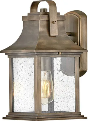 Produktbild von Außenleuchte Wand Aluminium Glas 34,9 cm hoch IP44 in Bronze brüniert E27 Rustikal Außenwandlampe