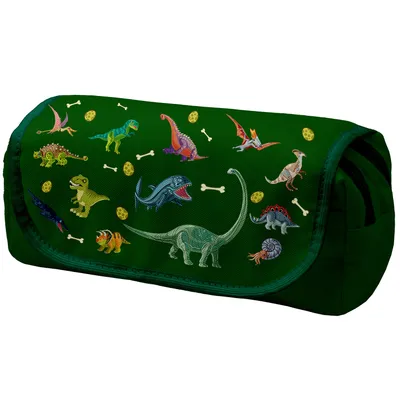 Produktbild von Personalisierte Mäppchen Federtasche mit Namen Schlamperbox Federmäppchen mit Klettverschluss Klappe Schüleretui Stiftemappe mit zwei Reißverschlüssen Dinos [151]