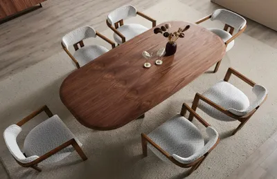 Produktbild von Moderne Esszimmer Garnitur r Esstisch 6x Textilstühle 7tlg