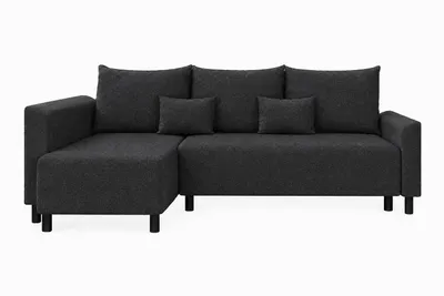 Produktbild von Ecksofa LOFT in Schwarz 205 x 89 x 144 cm, modernes Ecksofa mit Schlaffunktion und flexiblem Ottomane-Aufbau, KI-generiertes Bild