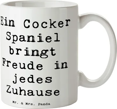 Produktbild von Mr. & Mrs. Panda Kaffeetasse Spruch Cocker Spaniel Freude - Weiß - Geschenk, Kaffeebecher, Tasse, Teetasse, Pott, Familienhund, Hunderasse, Hunderassen Eigenschaften